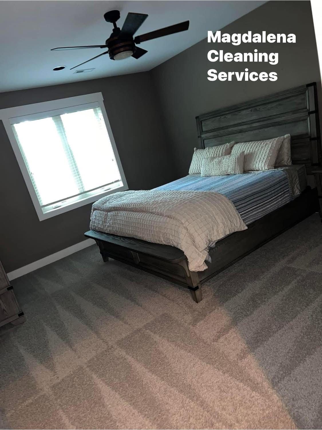Bedroom cleaning with fresh carpet